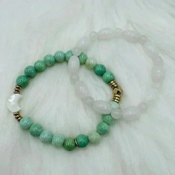 Green Crescent Matcha Theme Bracelet Duo - Picture 2 of 5